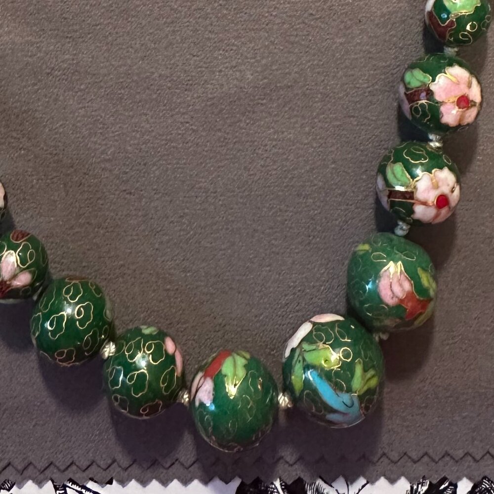 Antique Chinese Cloisonne Necklace GORGEOUS